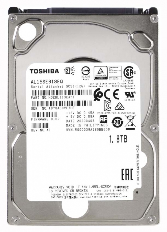 

Жесткий диск Toshiba AL15SEB18EQ 1,8Tb 10000 SAS 2,5" HDD, AL15SEB18EQ