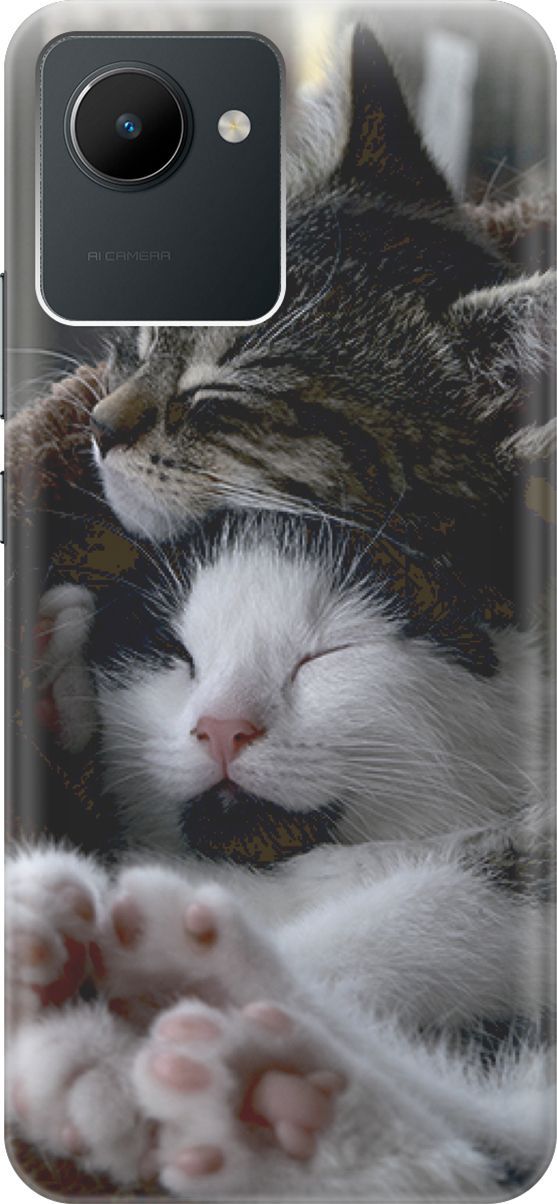 

Силиконовый чехол на realme C30 с принтом "Отдыхающие котики", Белый;коричневый, 1566000