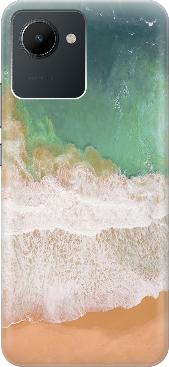 

Силиконовый чехол на realme C30 с принтом "Пляж и волны", Бежевый;зеленый, 1566100