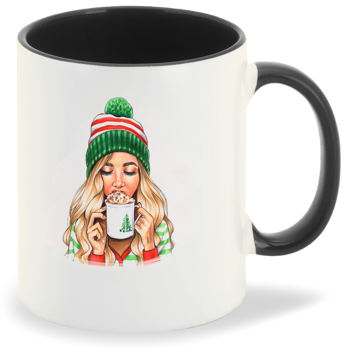 

Кружка CoolPodarok Новый год. Девушка с кружкой, Новый год. Девушка с кружкой