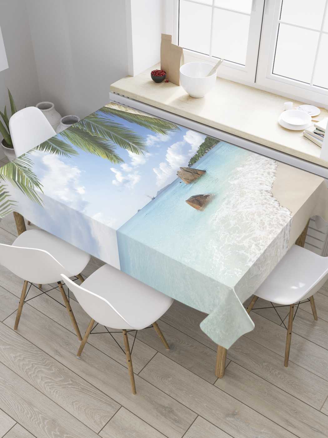 

Скатерть прямоугольная JoyArty "На дальних берегах" из оксфорда, 180x145 см, Голубой, На дальних берегах