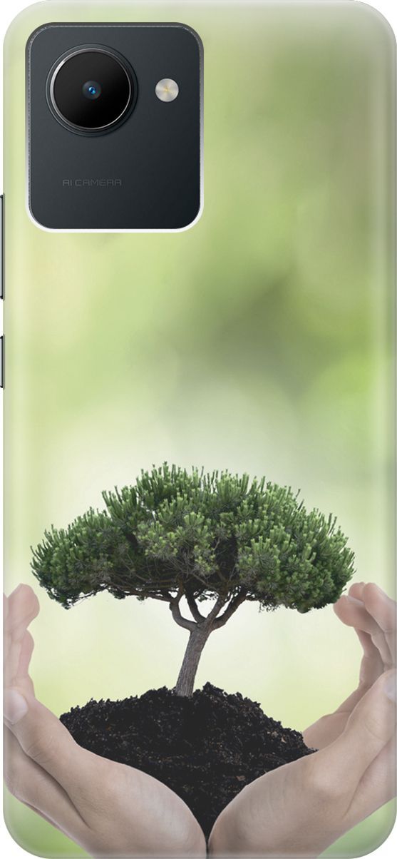 

Силиконовый чехол на realme C30 с принтом "Оберегайте природу", Бежевый;зеленый, 1566100