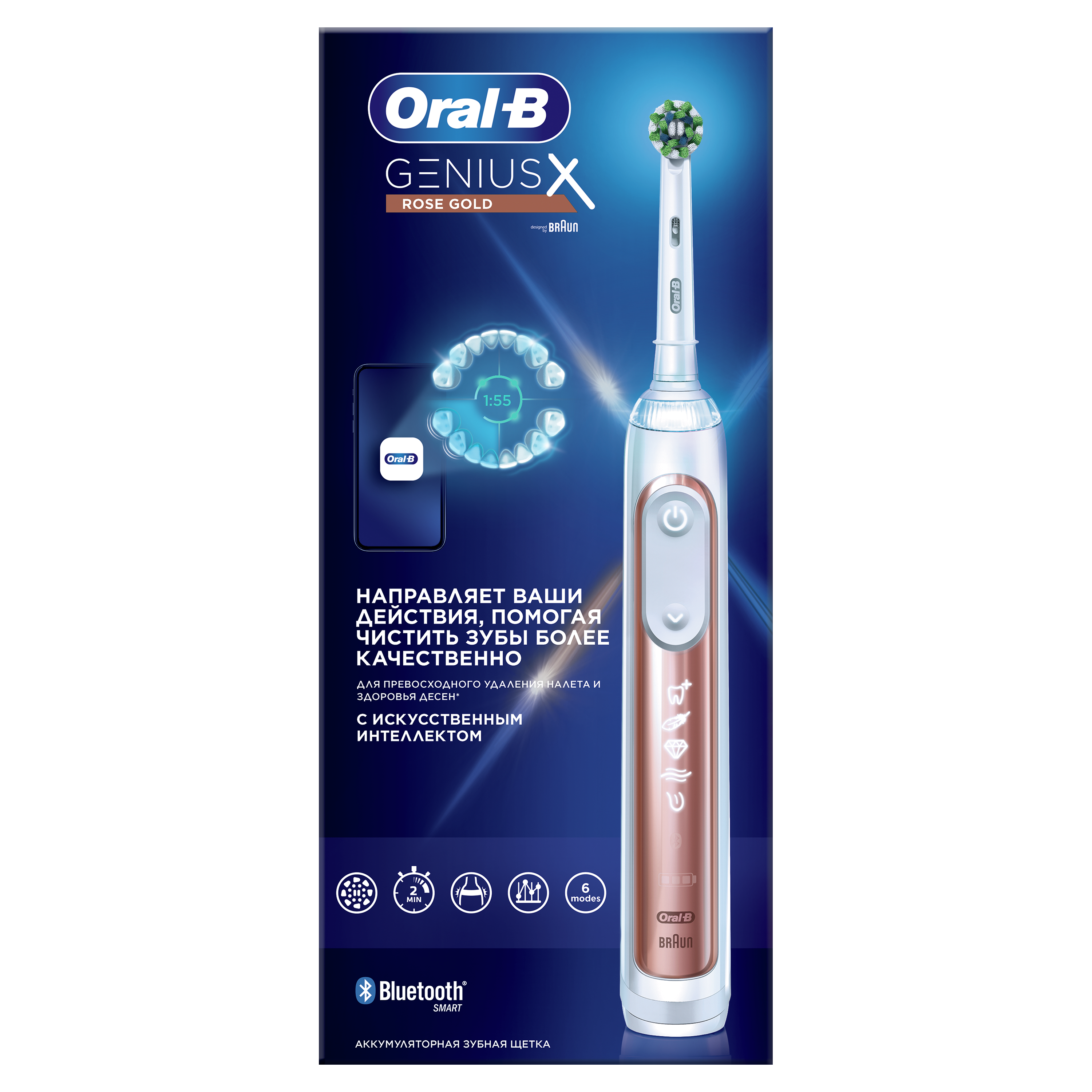 фото Электрическая зубная щетка oral-b genius x rose gold