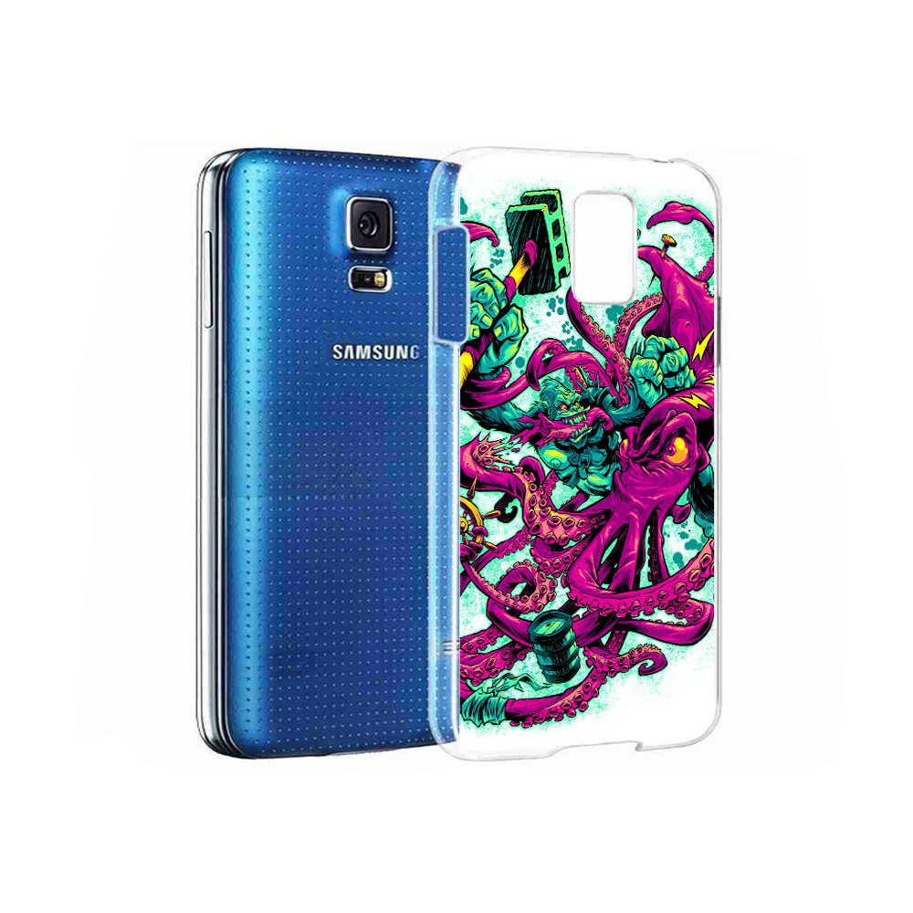 

Чехол MyPads Tocco для Samsung Galaxy S5 фиолетовый кракен (PT12196.512.657), Прозрачный, Tocco