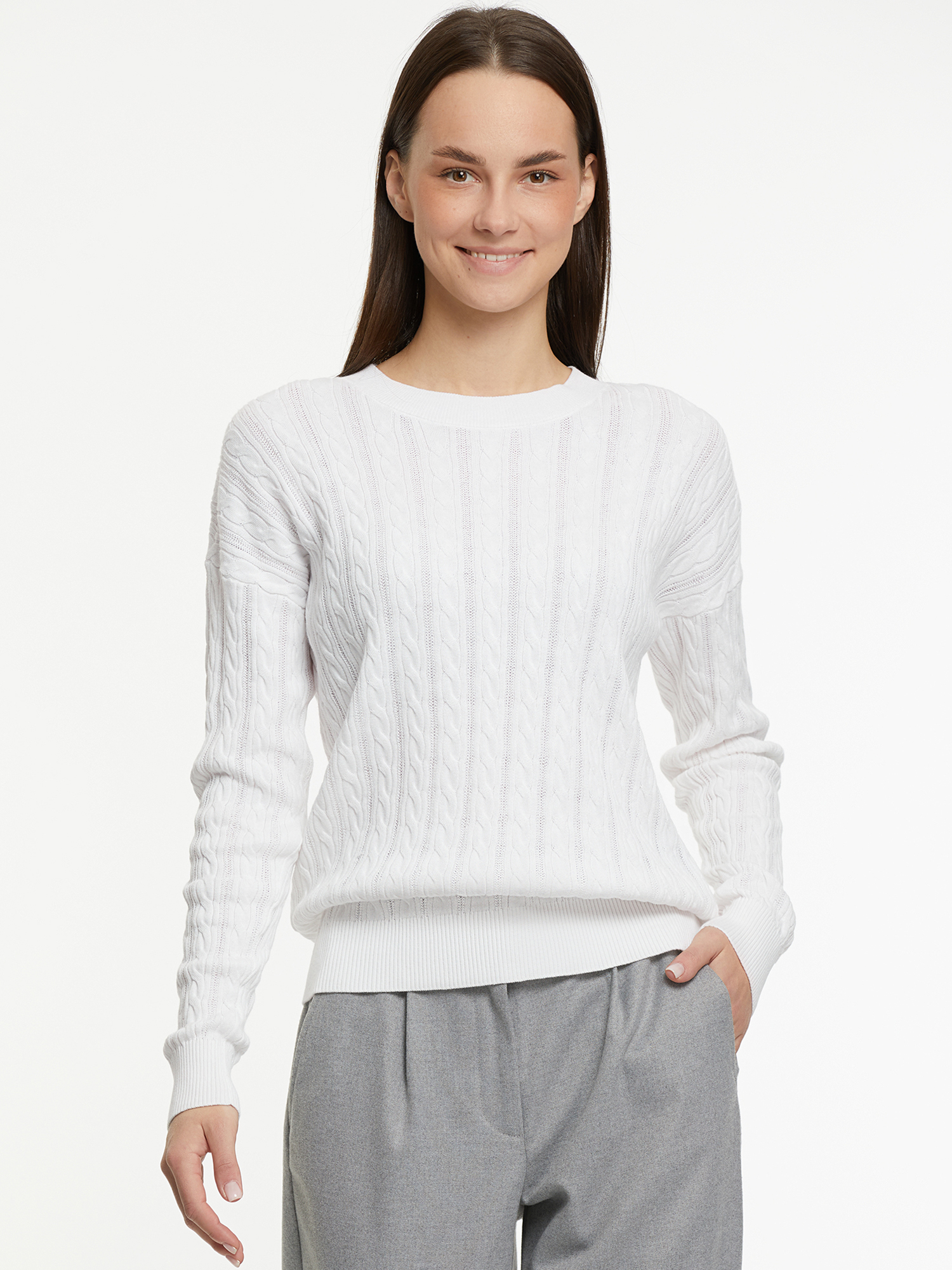 

Джемпер женский oodji 63812701 белый 2XL, 63812701