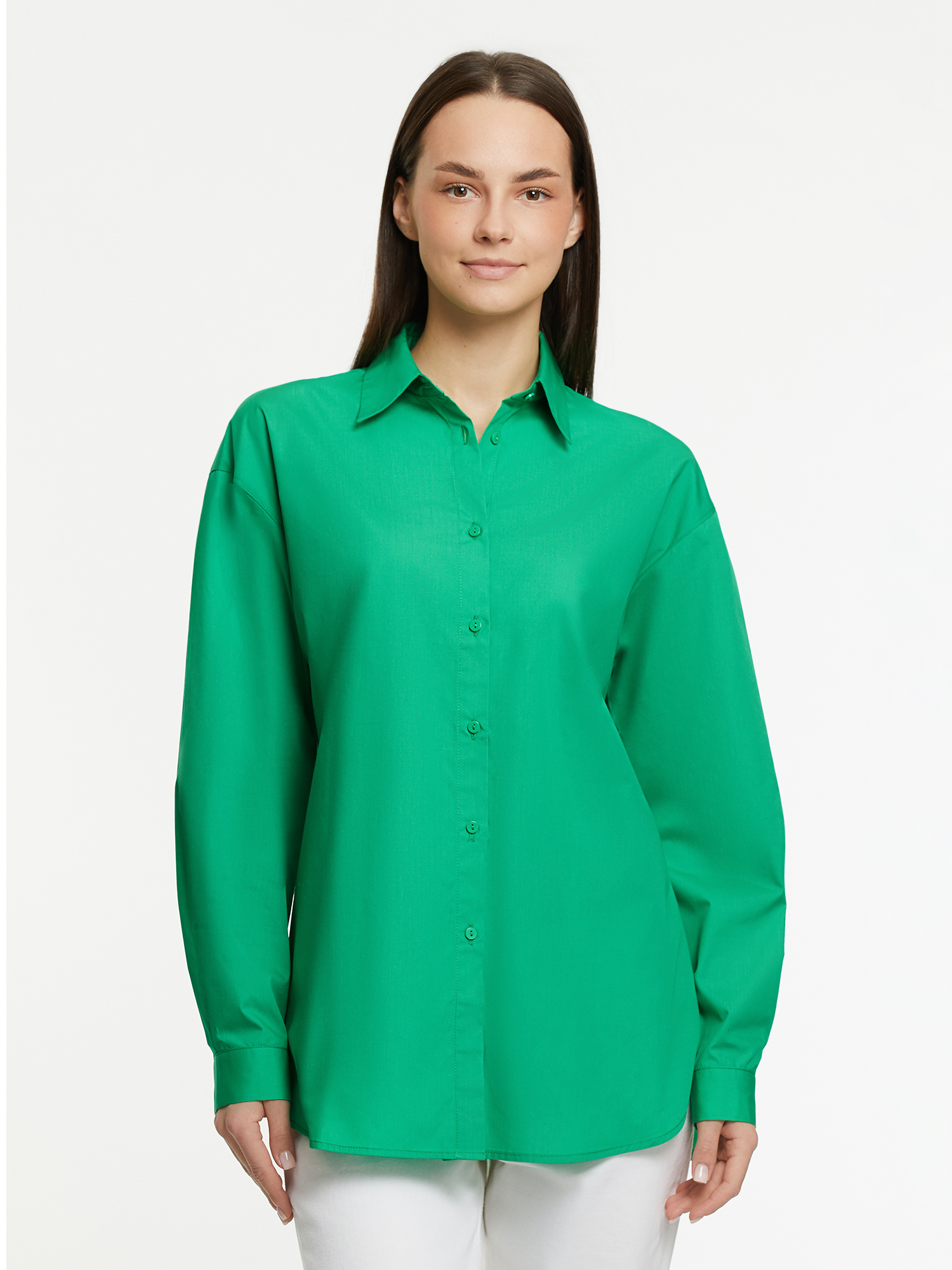 Рубашка женская oodji 13K11041 зеленая 34 EU