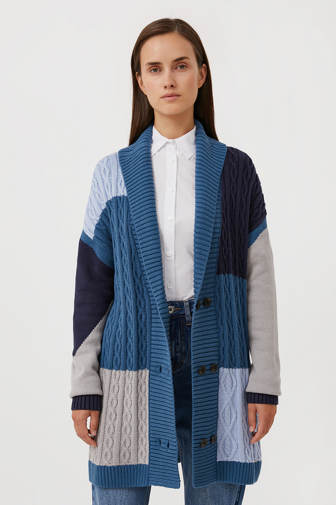 

Кардиган женский Finn Flare FAB11142 голубой XS, FAB11142