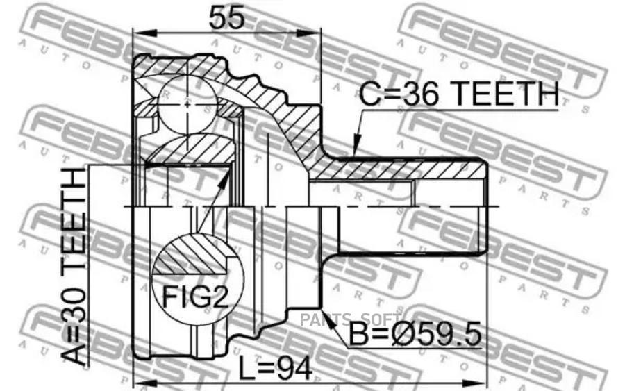 

Шрус Внешний Skoda Octavia (5e) 2310-030 Febest арт. 2310-030