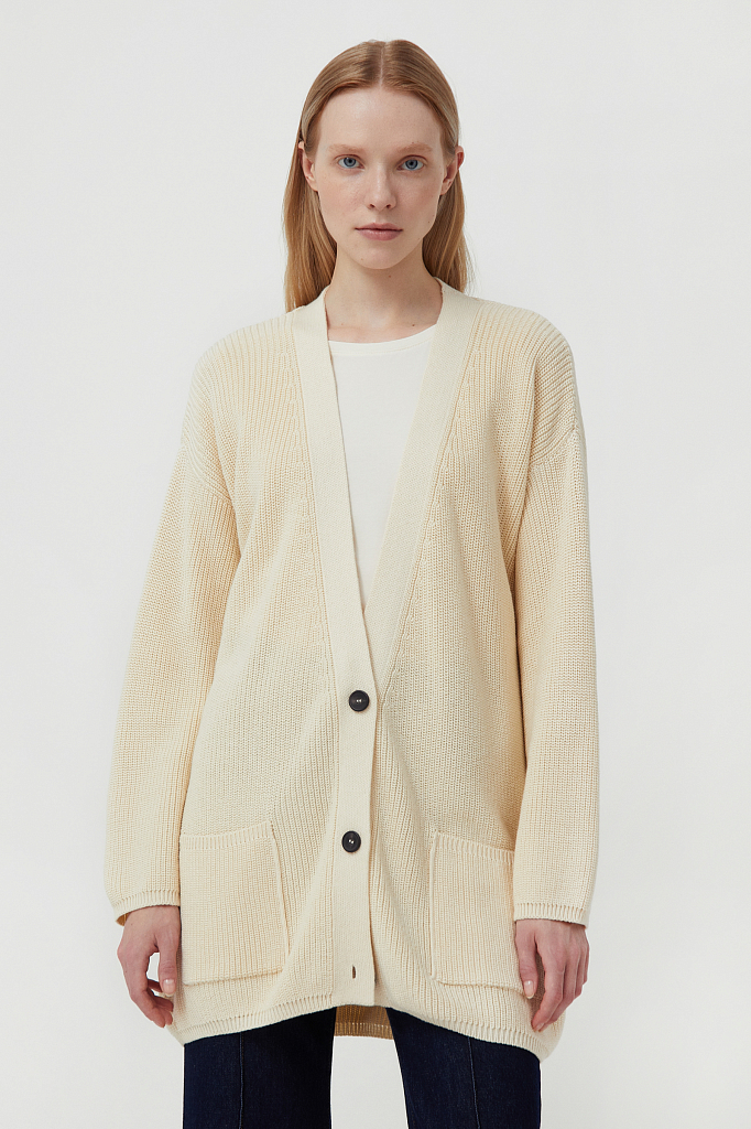 

Кардиган женский Finn Flare FAB111108 бежевый M, FAB111108