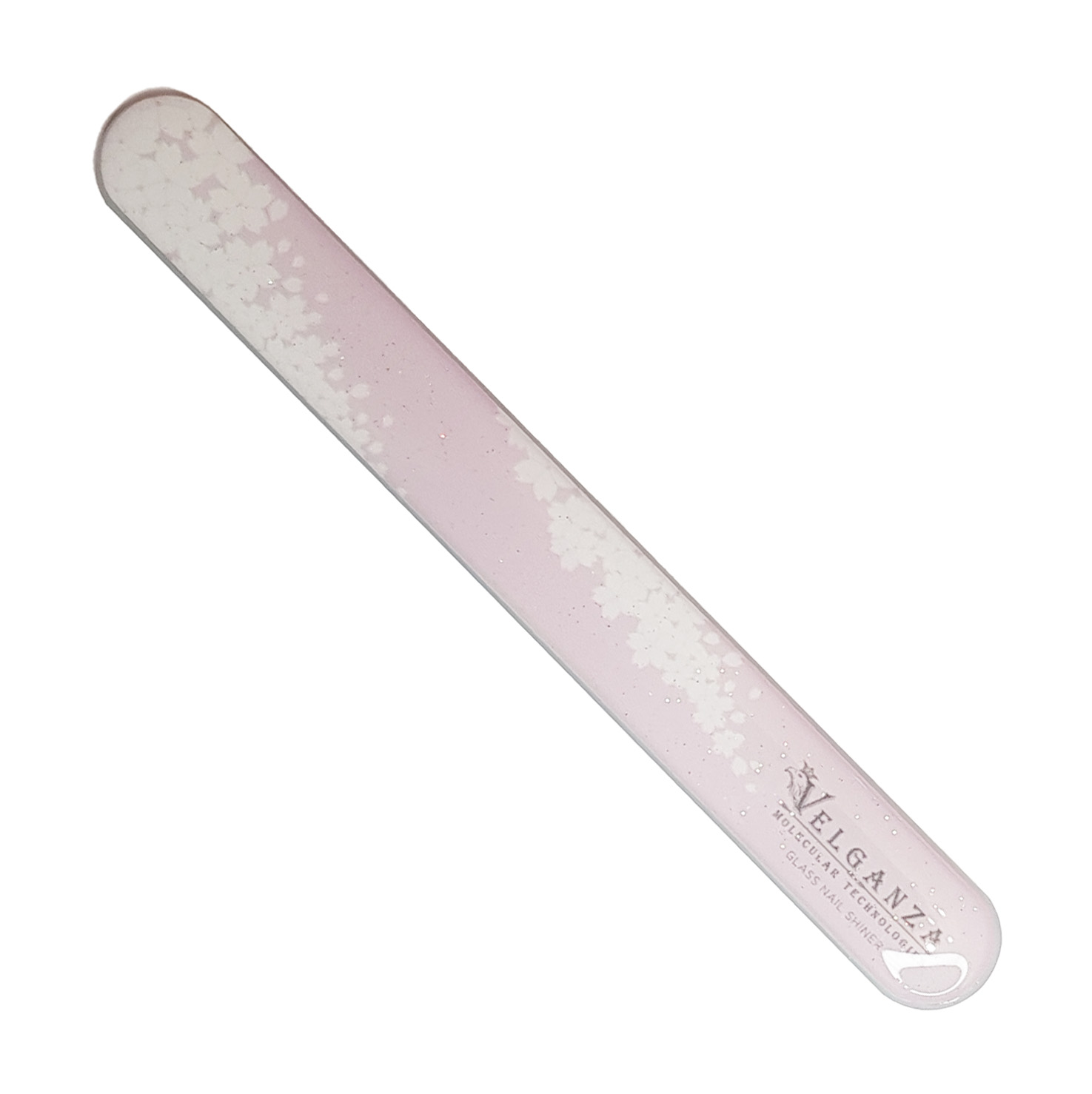 Пилка стеклянная полирующая Velganza с эффектом ламинирования ногтей, длина 12 см, бело-ро moritz пилка для ногтей стеклянная 9 см