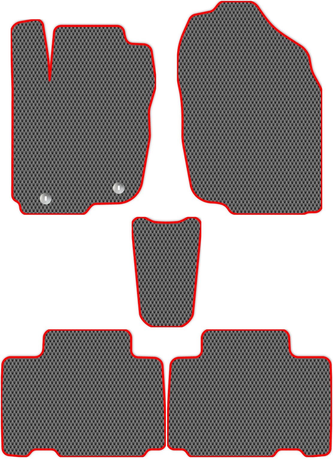 

Коврики ЭВА в салон для Toyota Rav4 4 (XA40) 2012 - 2019, 5 шт. серый, красный кант, 4840-S5YLT-H