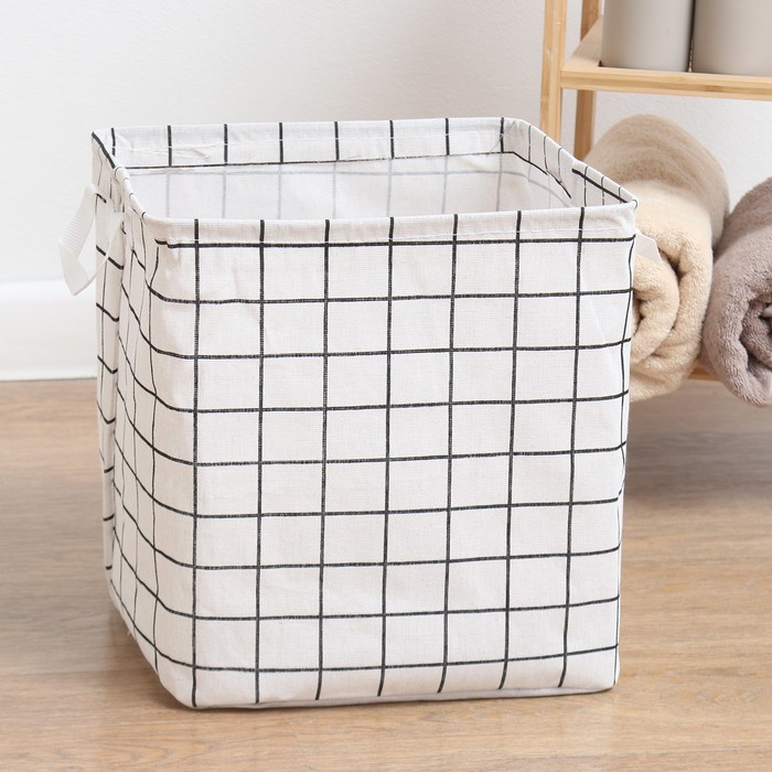 

Текстильная корзина Доляна Клетка белая, 32*32*32 см, Текстиль Harmony