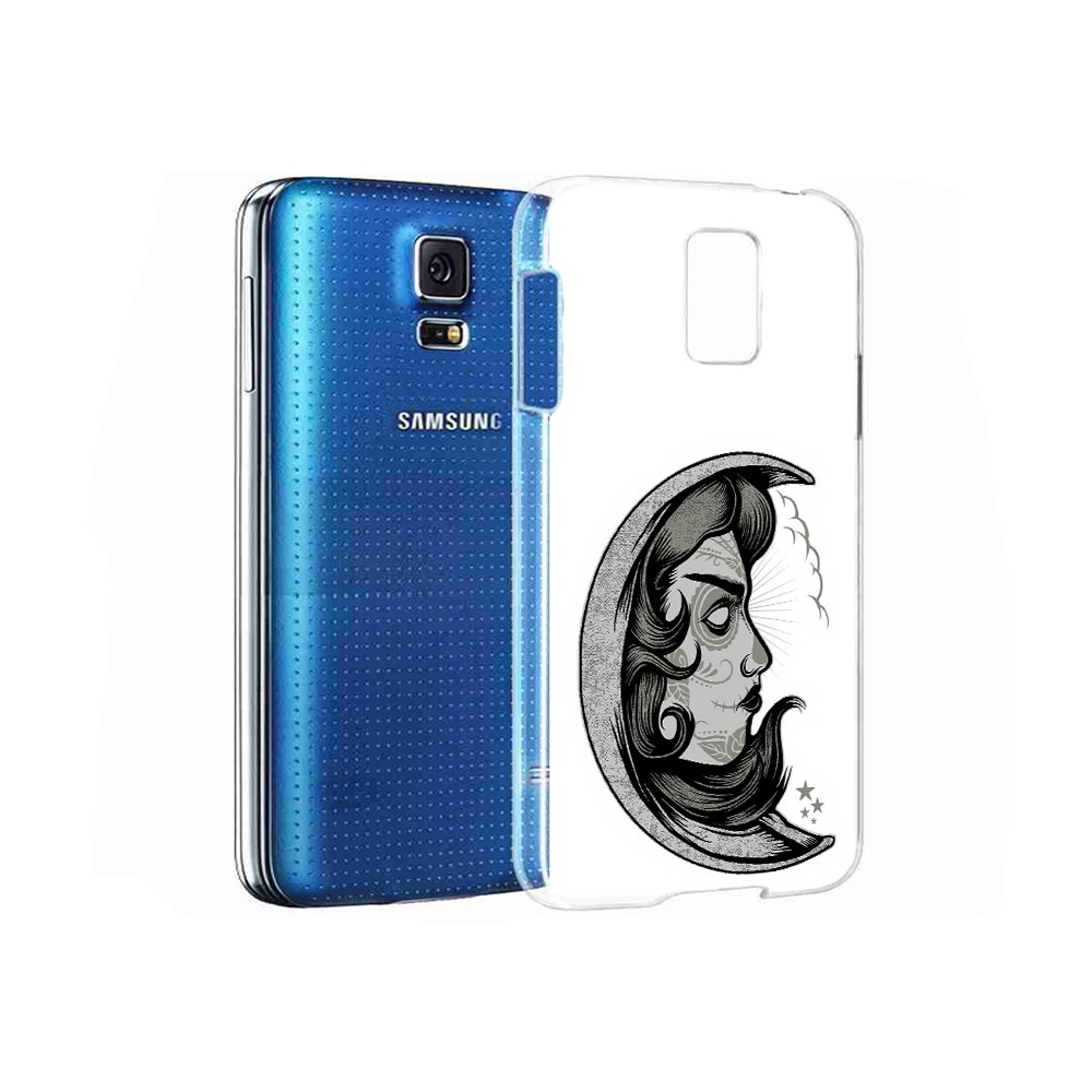 

Чехол MyPads Tocco для Samsung Galaxy S5 черно белая луна с лицом (PT12196.512.680), Прозрачный, Tocco