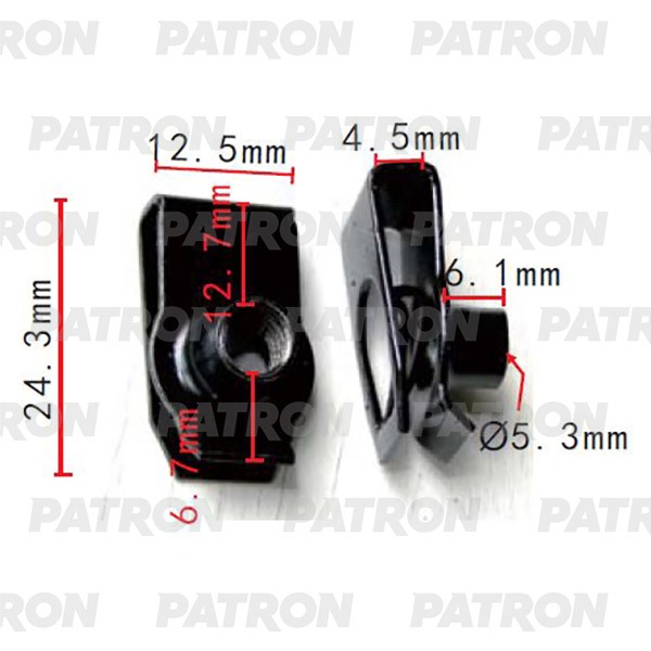 

Вставка Под Винт Toyota Применяемость: Скоба Под Винт M6 T=24.3, F=12.5, H=4.5 PATRON арт.