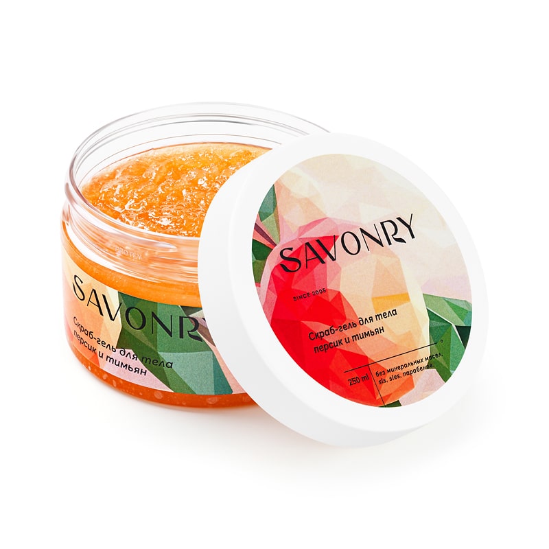 Скраб-гель Savonry для тела Персик и тимьян 250 мл savonry йогурт для тела персик и ананас 150 0