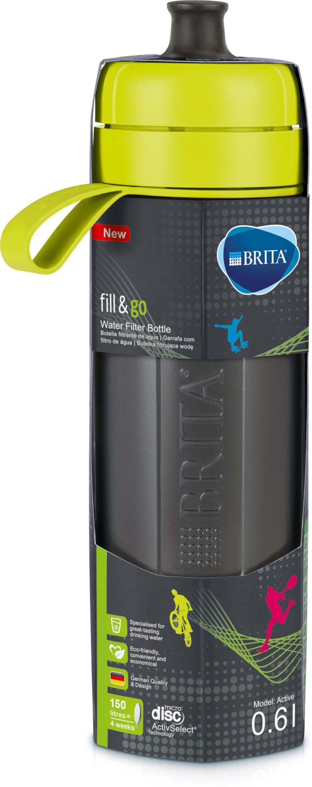 Фильтр-бутылка для воды Brita FillGo Active цвет лайм 600мл 1482₽