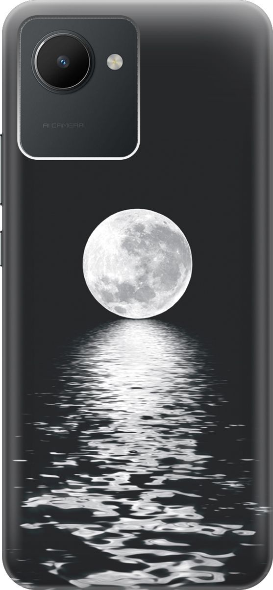 

Силиконовый чехол на realme C30 с принтом "Луна над морем", Белый;черный, 1566500