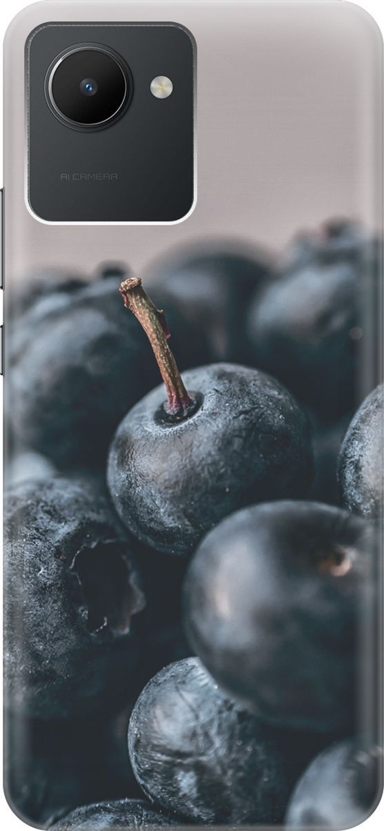 

Силиконовый чехол на realme C30 с принтом "Голубика", Розовый;черный, 1566600