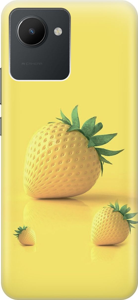 

Силиконовый чехол на realme C30 с принтом "Желтая клубника", Черный, 1566600
