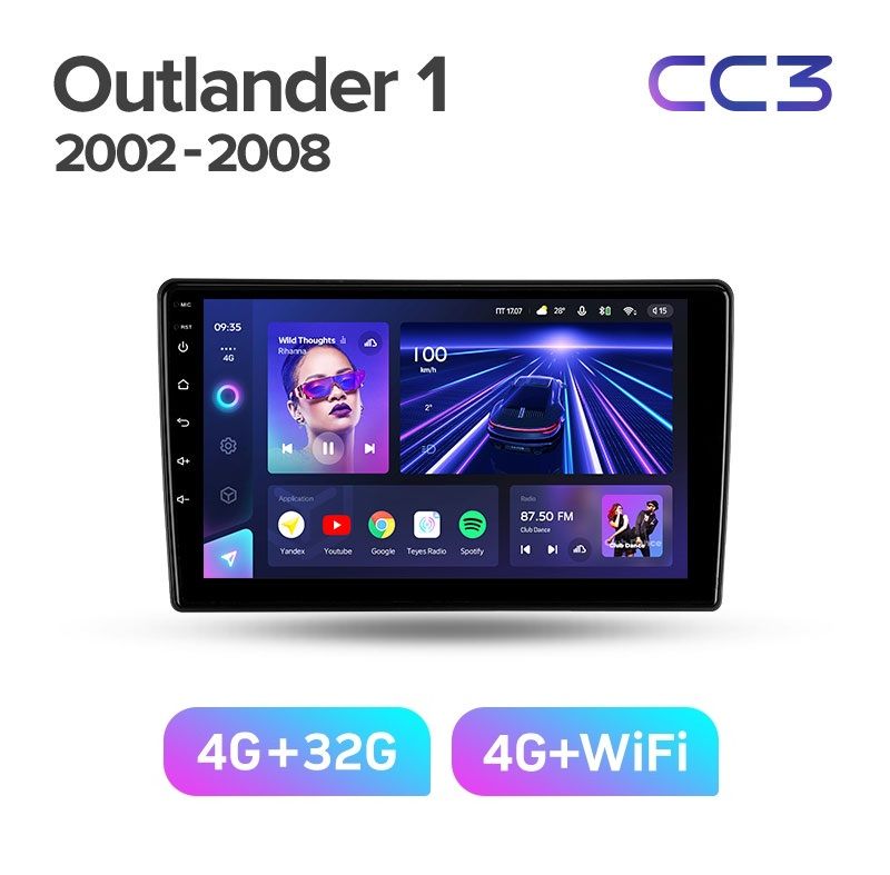 Магнитола TEYES MITSUBISHI OUTLANDER 2002-2008 гРАМКА ПОД КЛИМАТ-КОНТРОЛЬCC3 432ГБ 3189000₽