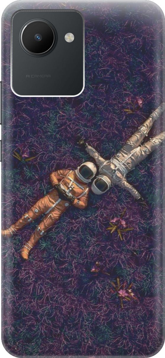 

Силиконовый чехол на realme C30 с принтом "Счастливые космонавты", Белый;красный, 1565400