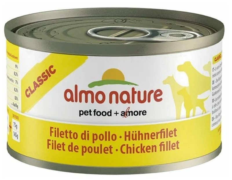 фото Консервы для собак almo nature classic, куриное филе, 24шт по 95г
