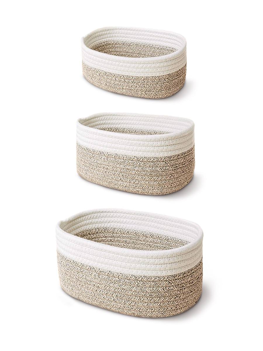 

Корзинки плетеные для хранения косметики мелочей TALISO набор 3 шт цвет белый, КРЗ/008/3шт/