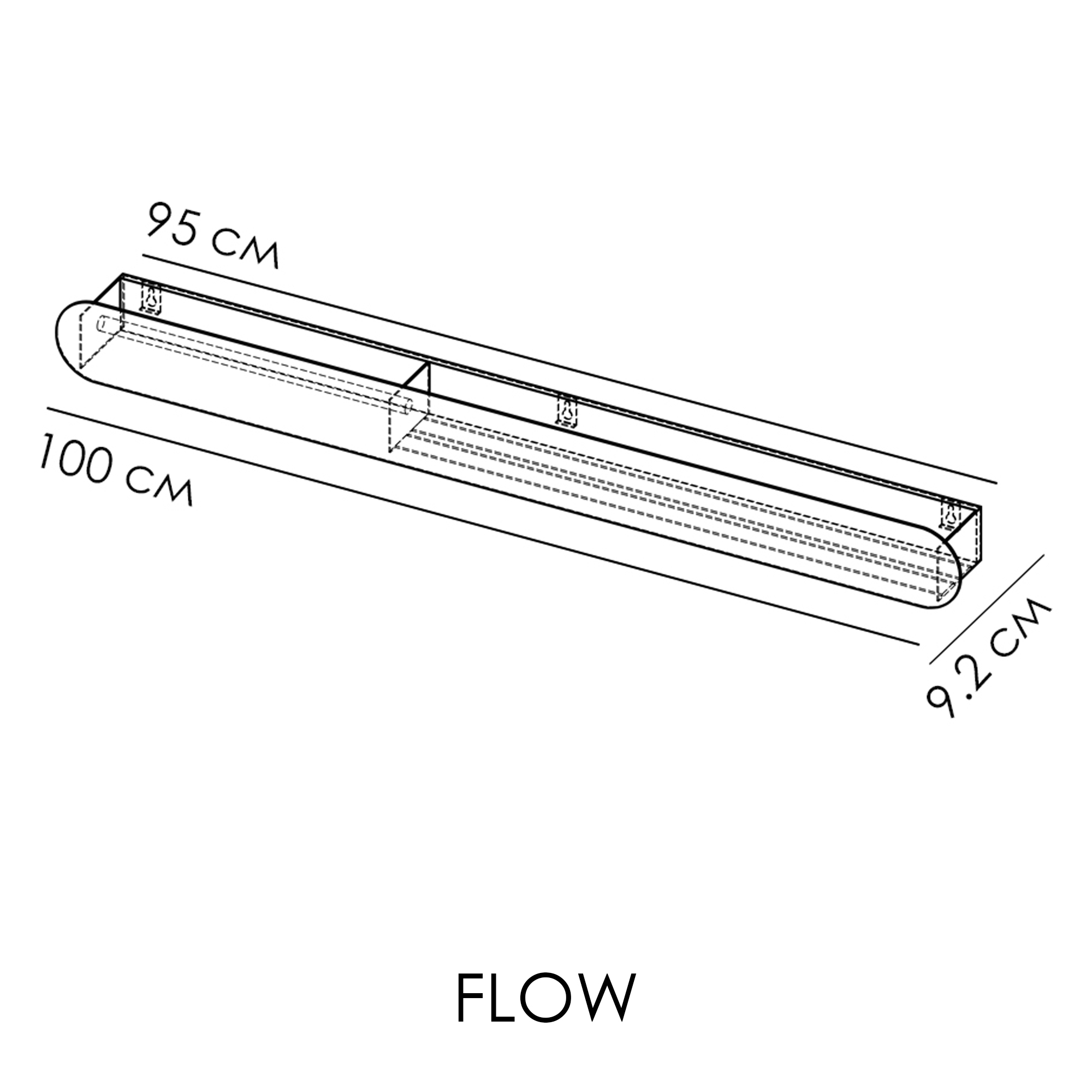 Полка для ванной FLOW Round Double Fl-ro-d100л-б белая, 100см