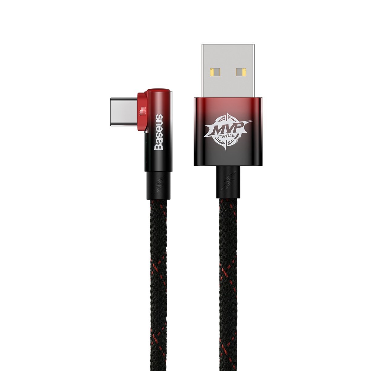 

Кабель USB Baseus MVP 2 Elbow-shaped Fast Charging, USB - Type-C, 100W, 1 м, черно-красный, MVP 2 Elbow