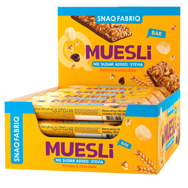 Мюсли в шоколаде SNAQ FABRIQ Muesli Банан, 25 шт по 50 г