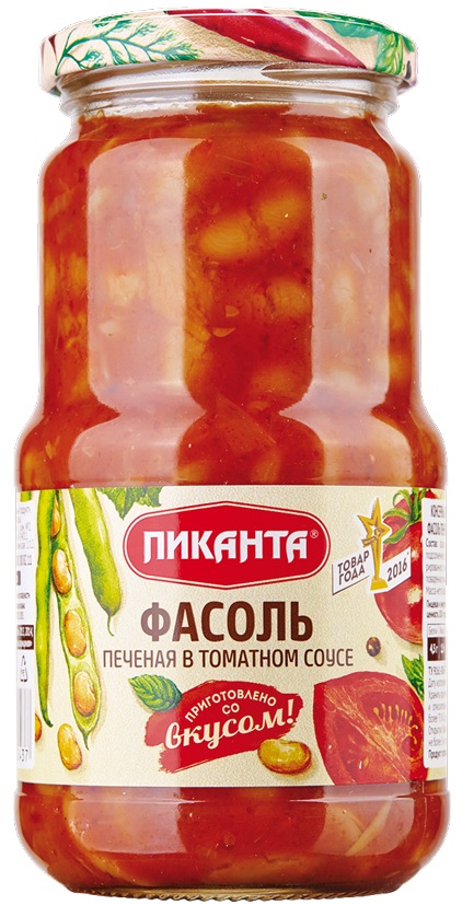 

Фасоль Пиканта печеная в томатном соусе 530 г