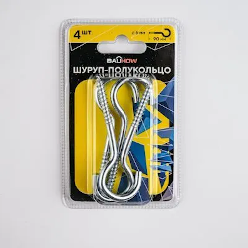 

Шуруп-полукольцо BAUHOW 6х60/90-22 оцинкованный 4шт в блистере