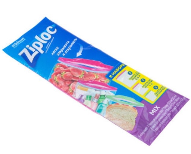 

Пакеты для хранения Ziploc Mix с застежкой 9шт, Прозрачный