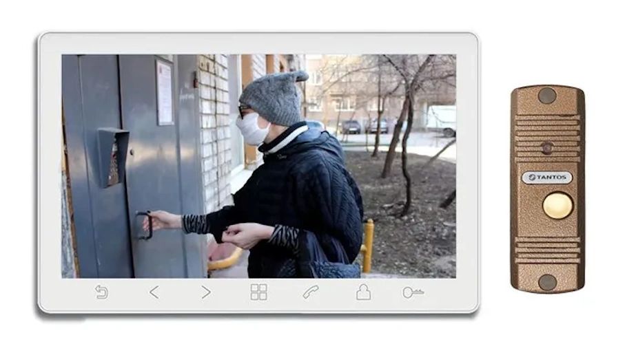 Комплект видеодомофона Tantos Prime HD SE (белый) и Walle HD (медь)
