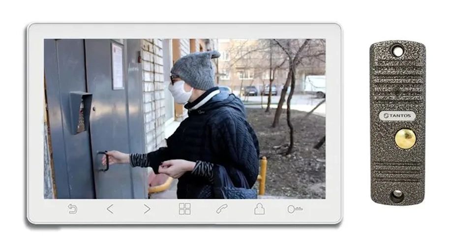 Комплект видеодомофона Tantos Prime HD SE (белый) и Walle HD (серебро) табличка для номера телефона со стразами серебро