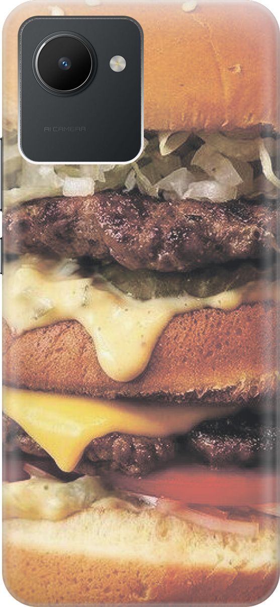 

Силиконовый чехол на realme C30 с принтом "Сочный бургер", Бежевый;коричневый, 1566700