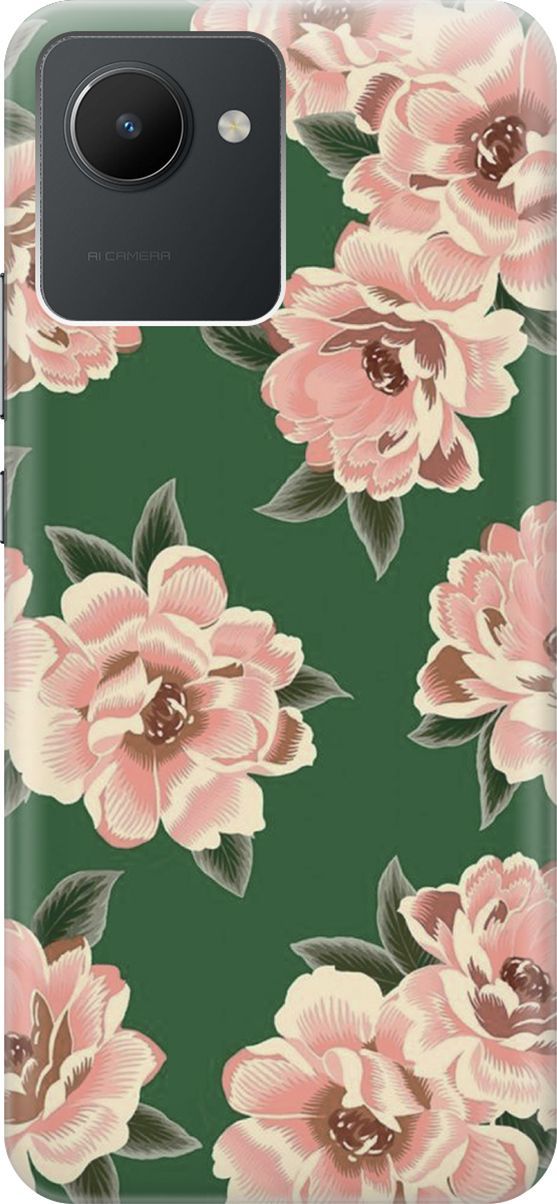 

Силиконовый чехол на realme C30 с эффектом блеска "Винтажные цвета", Зеленый;розовый, 1565700