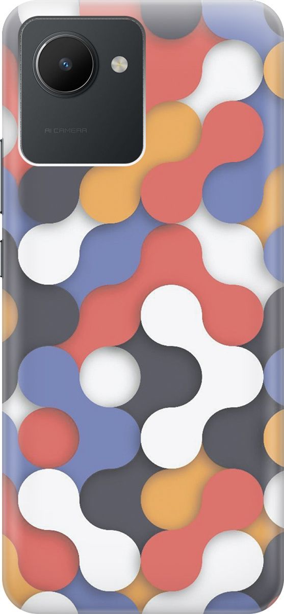 

Силиконовый чехол на realme C30 с принтом "Разноцветный детальки", Белый;красный, 1565200