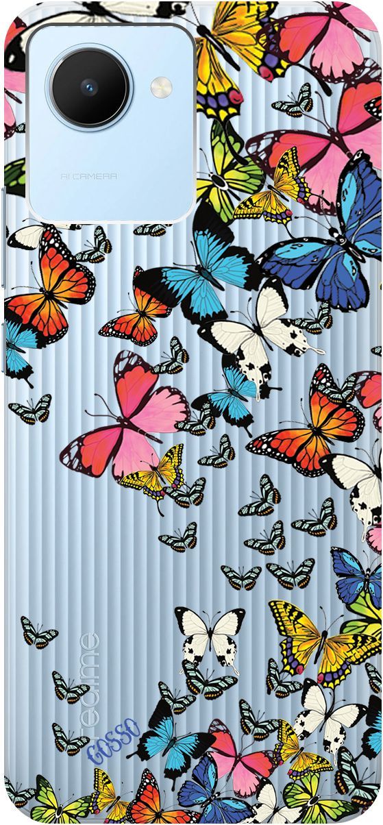 

Силиконовый чехол на realme C30 с 3D принтом "Magic Butterflies" прозрачный, Прозрачный;желтый, 1566800