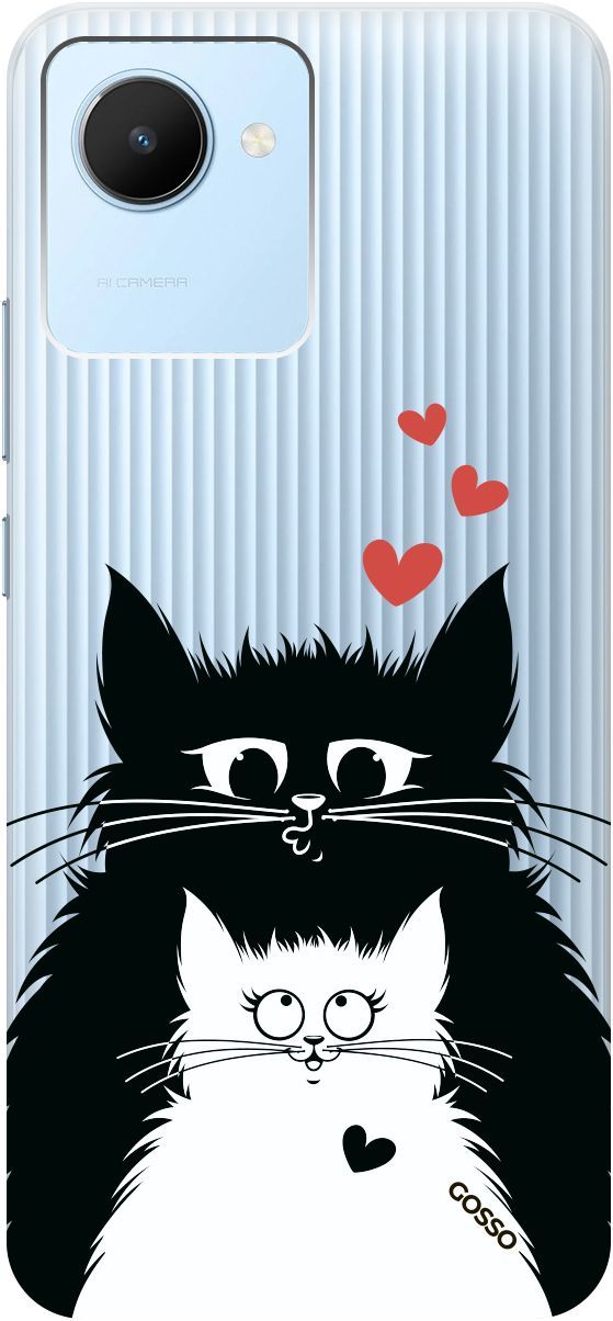 

Силиконовый чехол на realme C30 с 3D принтом "Cats in Love" прозрачный, Прозрачный;белый, 1566800