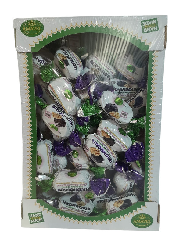 Конфеты Amavel Чернослив с грецким орехом глазированные, чернослив в шоколаде, 1 кг