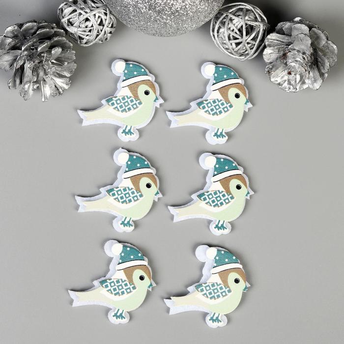 

Декор Арт Узор дерево, войлок Воробушек в шапочке набор 6 шт 4,2х4,2 см, 2шт., Разноцветный