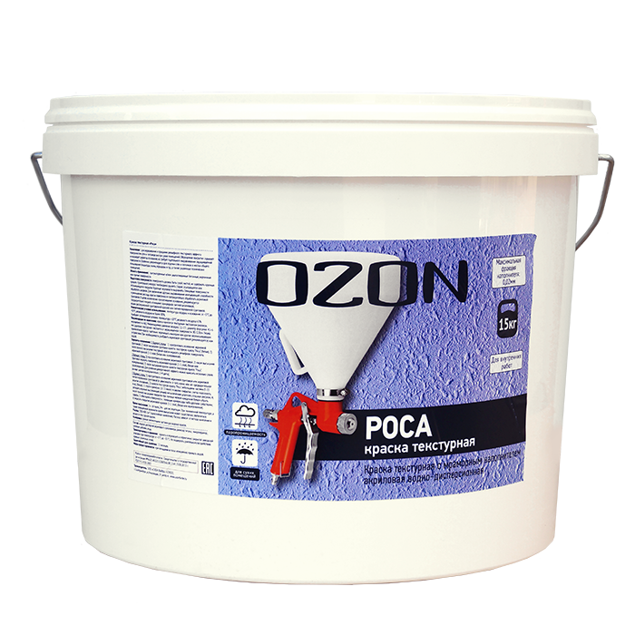 фото Краска текстурная ozon роса вд-ак-269с-15 с (бесцветная) 9л обычная