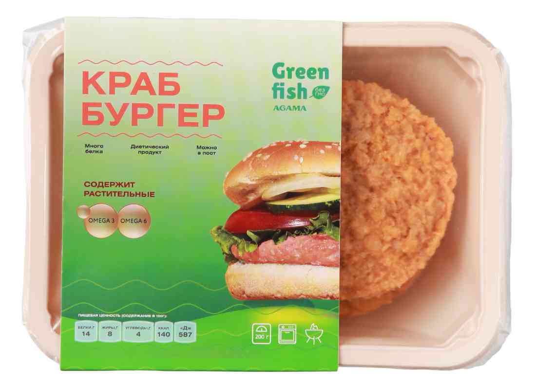 

Бургер растительный Green Fish Краббургер замороженный 200 г