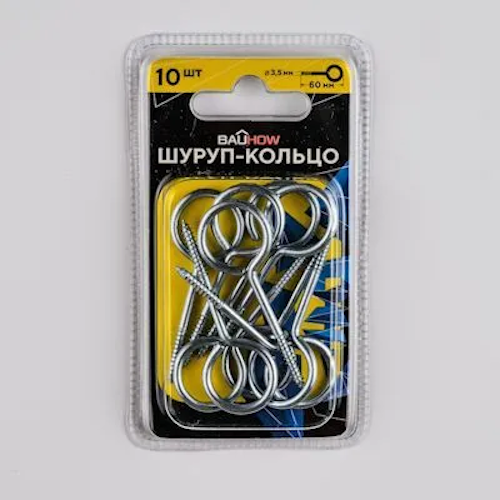 

Шуруп-кольцо BAUHOW 3,5х40/60-10 оцинкованный 10шт в блистере