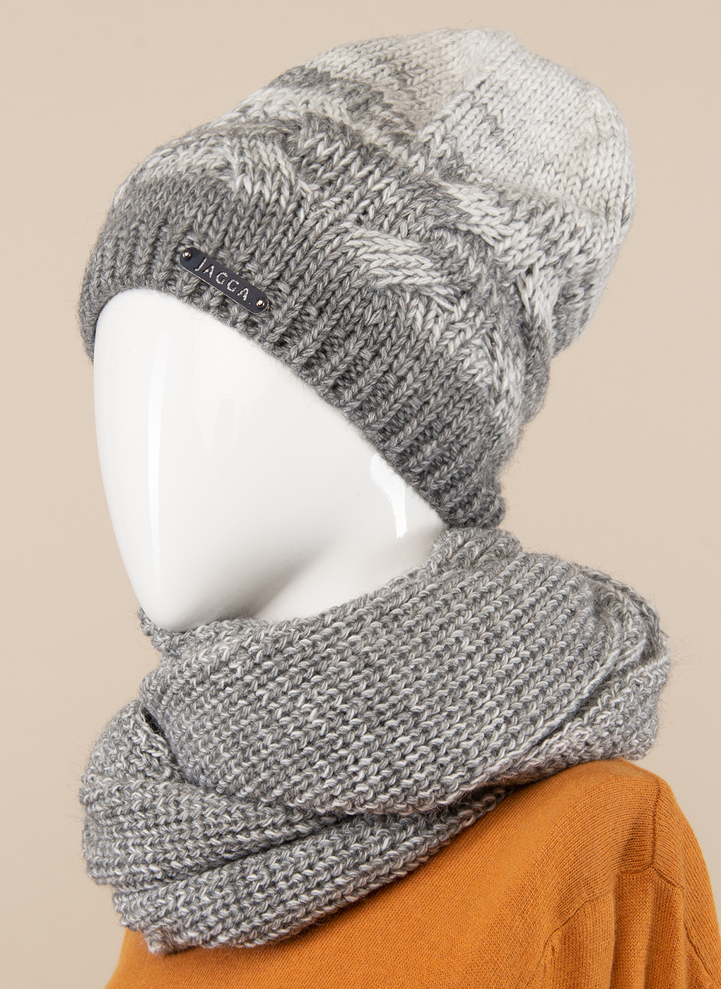 

Комплект (снуд+шапка) женский Каляев 50626 серый/серый светлый, 50626