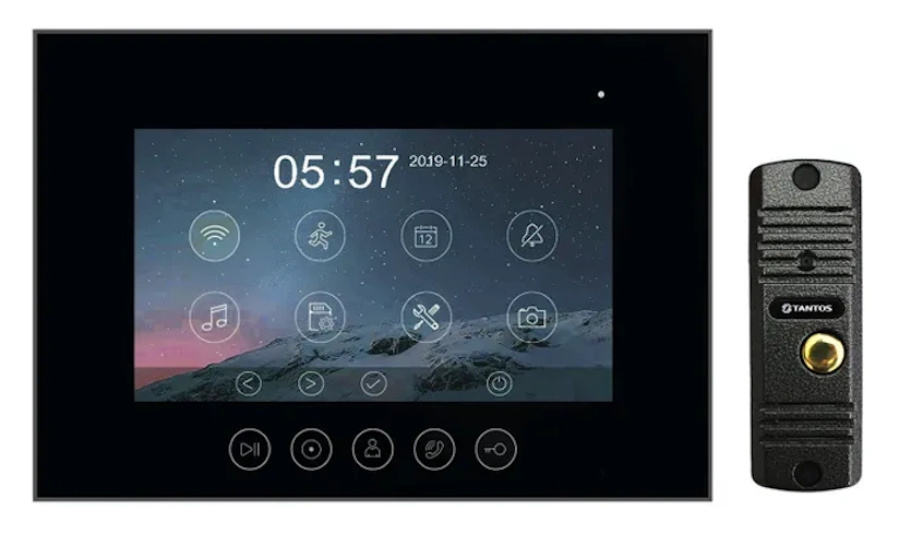 Комплект видеодомофона Tantos Marilyn HD Wi-Fi s (черный) и Corban HD (асфальт)