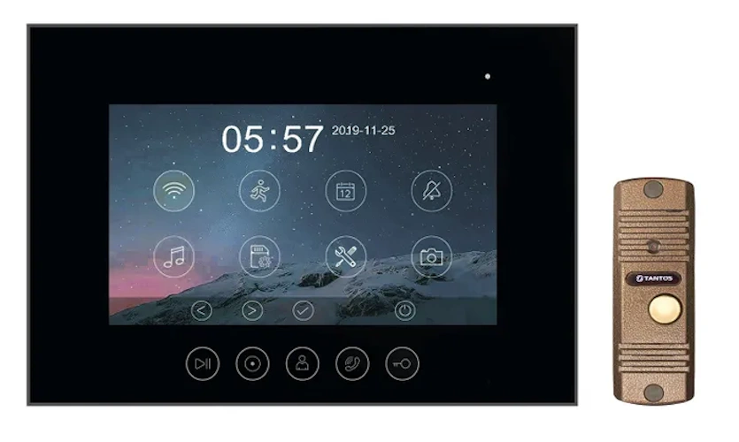 Комплект видеодомофона Tantos Marilyn HD Wi-Fi s (черный) и Corban HD (медь)