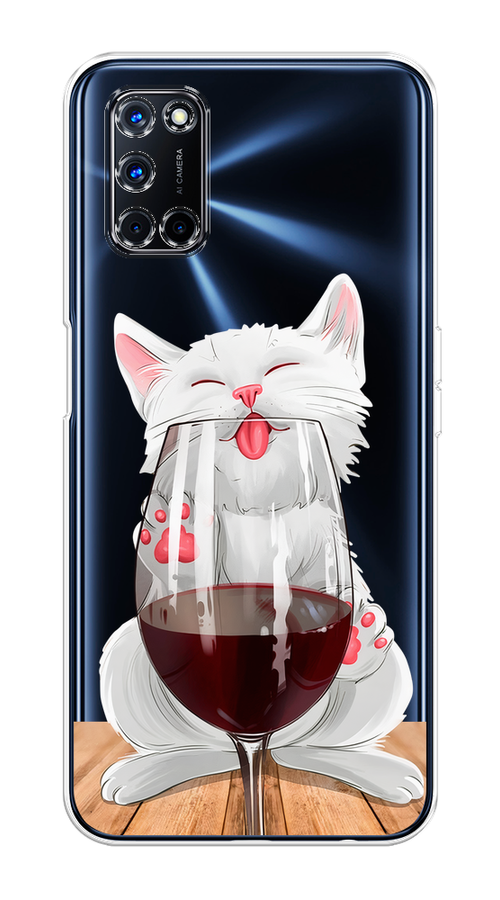 

Чехол на Oppo A52/A72 "Кот с бокалом", Прозрачный;белый;красный, 253250-1