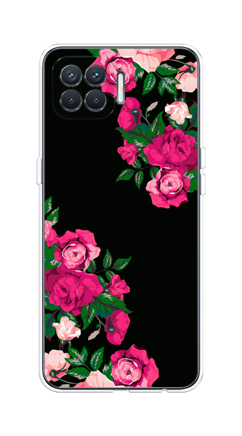

Чехол на Oppo Reno 4 Lite/A93 "Розы фуксия", Черный;розовый;зеленый, 255350-1